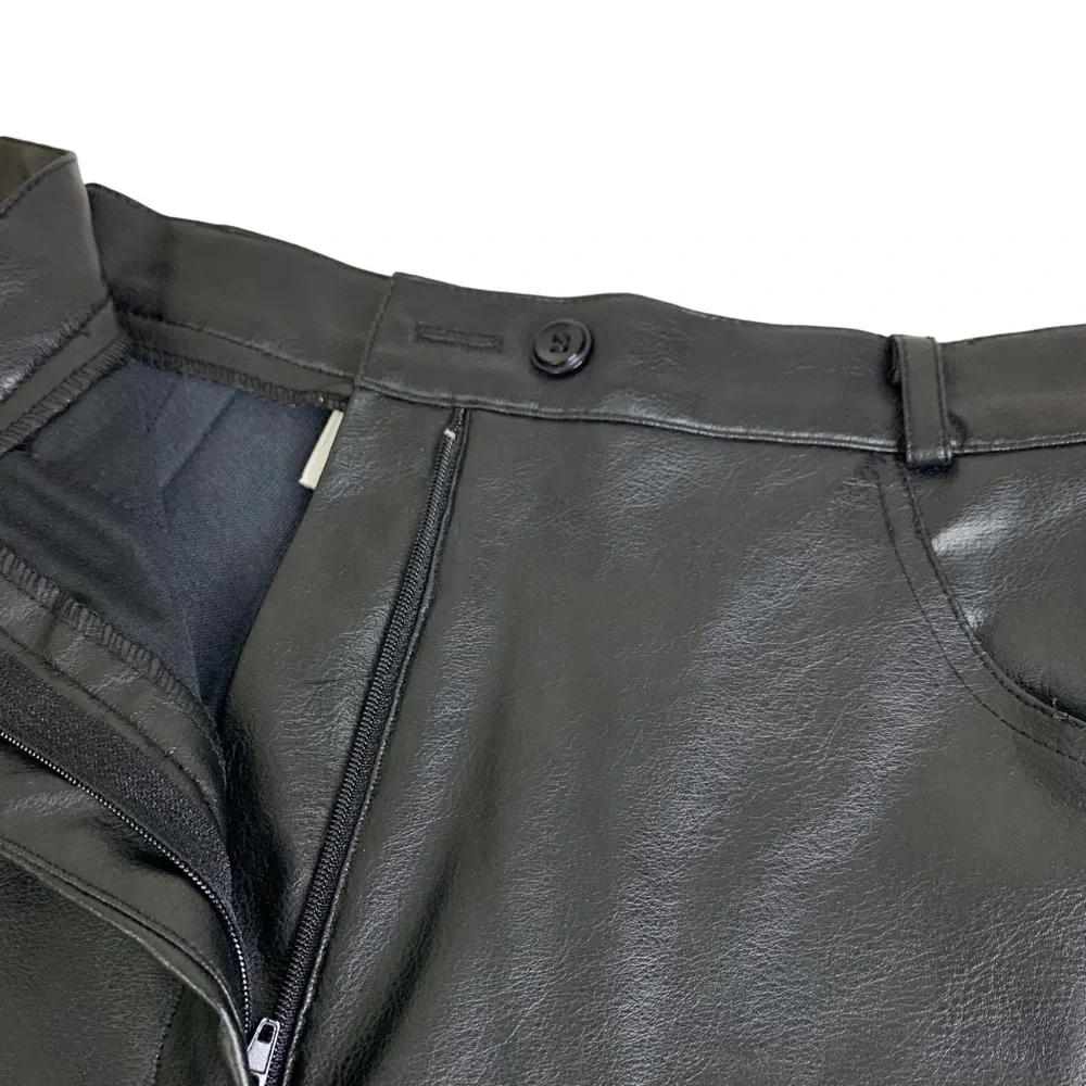 Conrad C Women’s High Waist Black Faux Leather Straight Leg Size 4 Petite New